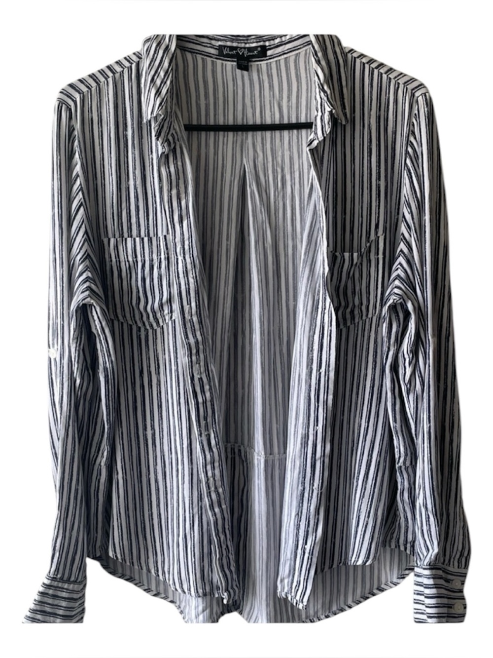 Velvet Heart Black and White Striped Button Down Shirt - Picture 1 of 8